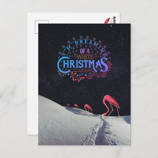 Flamingo in sneeuw met ruimte Kerstmis raar Briefkaart (Voorkant / Achterkant)