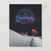 Flamingo in sneeuw met ruimte Kerstmis raar Briefkaart (Voorkant)