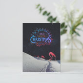 Flamingo in sneeuw met ruimte Kerstmis vreemd Briefkaart (Staand voorkant)