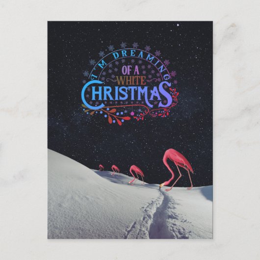 Flamingo in sneeuw met ruimte Kerstmis vreemd Briefkaart (Voorkant)
