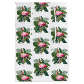 Flamingo in tropische bladeren Botanisch patroon Medium Cadeauzakje (Achterkant)