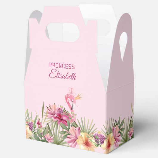 Flamingo in tropische bloemen bedankdoosjes (Geopend)