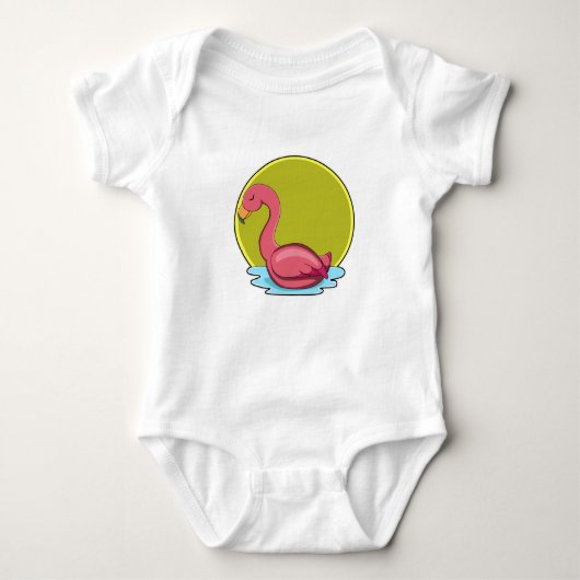 Flamingo in water met zon romper (Voorkant)