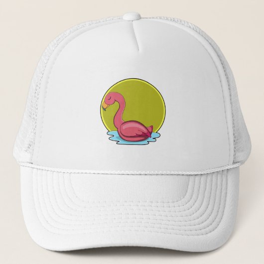Flamingo in water met zon trucker pet (Voorkant)