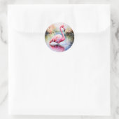 Flamingo in water ronde sticker (Tas)
