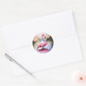Flamingo in water ronde sticker (Envelop)