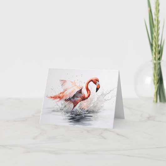 Flamingo in Water Splash Note Kaart (Voorkant)