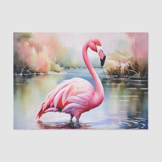 Flamingo in water tissuepapier (Voorkant)