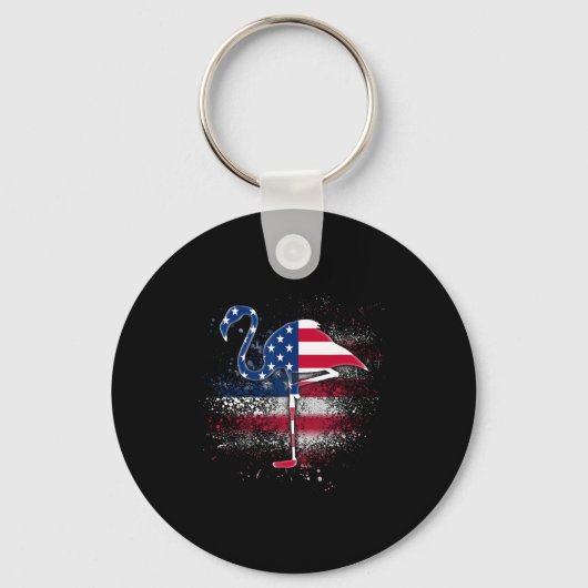 Flamingo Independence Patriottische Amerikaanse vl Sleutelhanger (Voorkant)