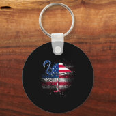 Flamingo Independence Patriottische Amerikaanse vl Sleutelhanger (Voorkant)