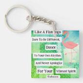 Flamingo inspirerend Quote Acryl Sleutelhanger (Voorkant)