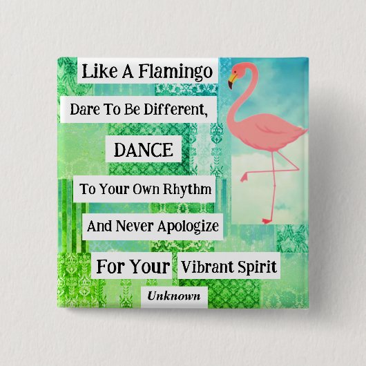 Flamingo Inspirerend Quote Button (Voorkant)