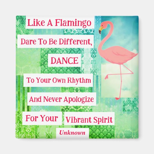 Flamingo Inspirerend Quote Magnet (Voorkant)