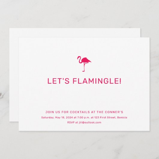 Flamingo Invitation Kaart (Voorkant / Achterkant)