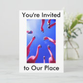 Flamingo Invitation Kaart (Staand voorkant)