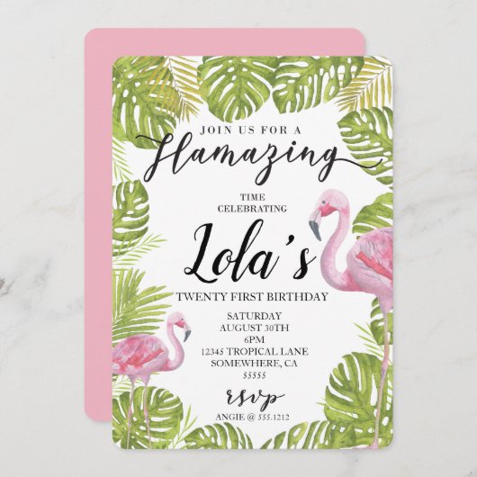FLAMINGO INVITE KAART (Voorkant / Achterkant)
