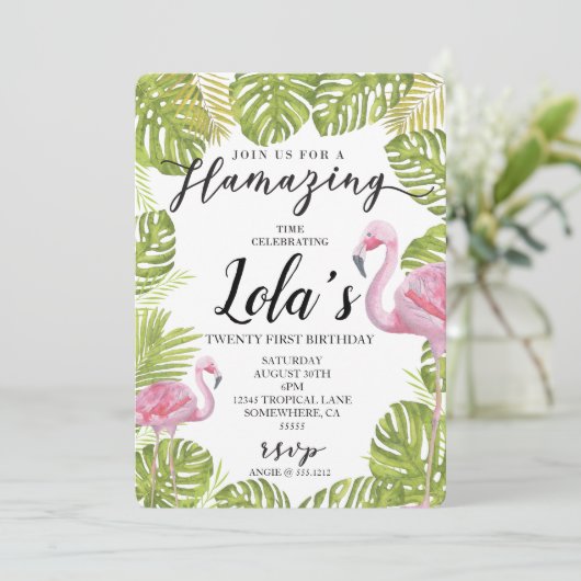 FLAMINGO INVITE KAART (Staand voorkant)