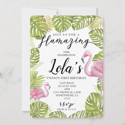 FLAMINGO INVITE KAART (Voorkant)