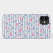 Flamingo iPhone/iPad Case - Roze & Blauw (Achterkant (horizontaal))