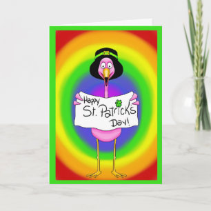 Flamingo Irish St. Patrick's Day Card Rainbow Kaart