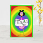 Flamingo Irish St. Patrick's Day Kaart Rainbow (Gele Bloem)