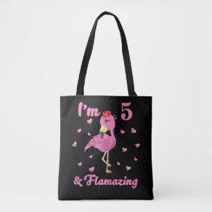 Flamingo I's 5 en Flamazing - Vijf jaar meisjes Tote Bag