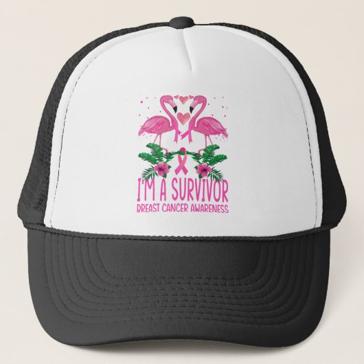Flamingo I's Survivor Breast Cancer Awareness Trucker Pet (Voorkant)