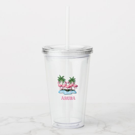 Flamingo Island Aruba | Acryl Drink Cup Tumbler Acryl Drinkbeker (Voorkant)