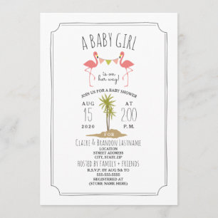Flamingo Island Baby shower Invitation Kaart