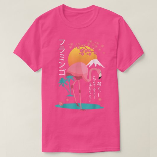 Flamingo Japanese Sakura Cherry Blossom Japan Grap T-shirt (Design voorkant)