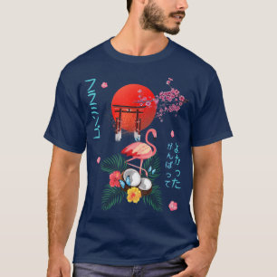 Flamingo Japanse Anime Otaku Pagoda Coconut & Sak T-shirt
