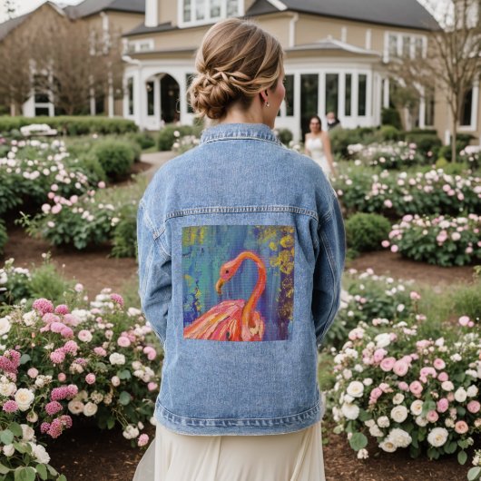 Flamingo jeans jacket (Huwelijk Achterkant)