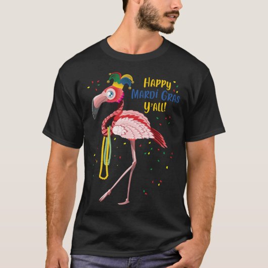 Flamingo Jester Hat Mardi Gras Fat Tuesday T-shirt (Voorkant)