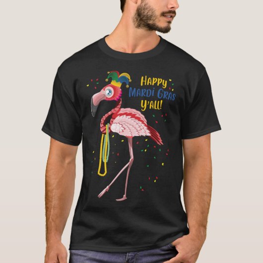 Flamingo Jester Pet Mardi Gras Fat Dinsdag T-shirt (Voorkant)