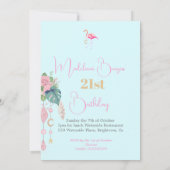 Flamingo Jewel Beach Floral 21e verjaardag Kaart (Achterkant)