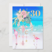 Flamingo Jewel Beach Floral 30e verjaardag Kaart (Voorkant)