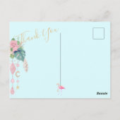 Flamingo Jewel Beach Floral Dank u Briefkaart (Achterkant)