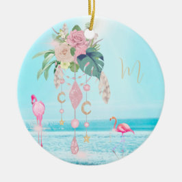 Flamingo Jewel Beach Floral  Keramisch Ornament