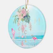Flamingo Jewel Beach Floral  Keramisch Ornament (Links)