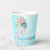 Flamingo Jewel Beach Floral  Roze Papieren Bekers (Voorkant)