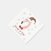 Flamingo & Jingle Typography Santa Hat Vakantie Servet (Hoek)