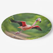 Flamingo joggen met roze Sneakers en hoge topjes Papieren Bordje (Gekanteld)