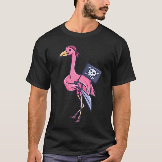Flamingo Jolly Roger Kapitein Gift T-shirt (Voorkant)