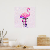Flamingo Jong Op Hart Grappig Gezegde Quote Poster (Keuken)