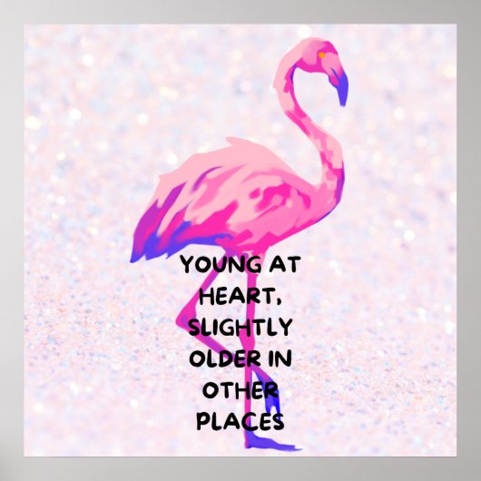 Flamingo Jong Op Hart Grappig Gezegde Quote Poster (Voorkant)