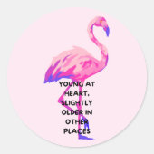 Flamingo Jong Op Hart Grappig Gezegde Quote Ronde Sticker (Voorkant)