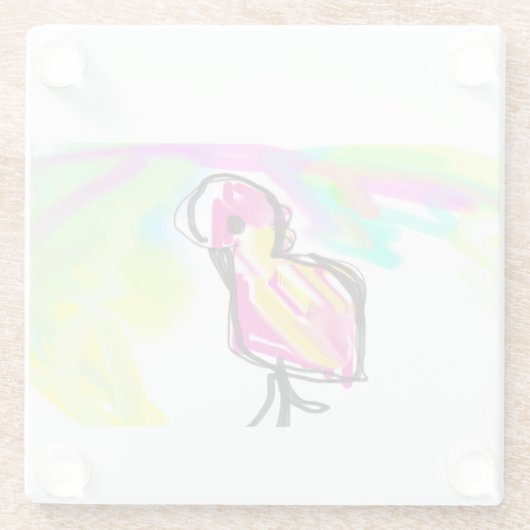 Flamingo joy glazen onderzetter (Achterkant)