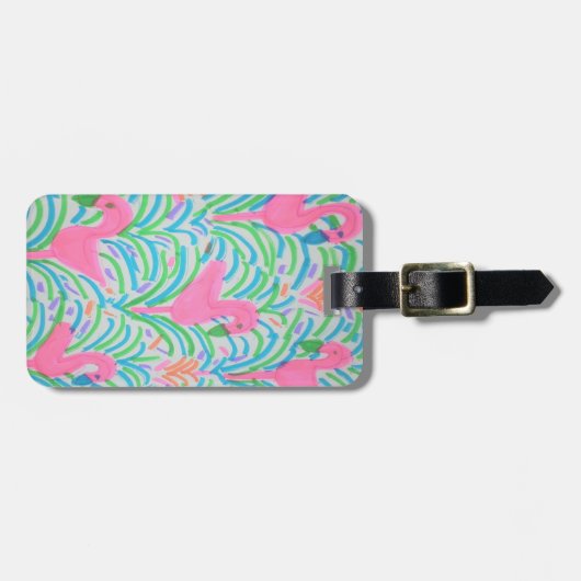 Flamingo Jungle Feest  Bagagelabel (Voorkant horizontaal)