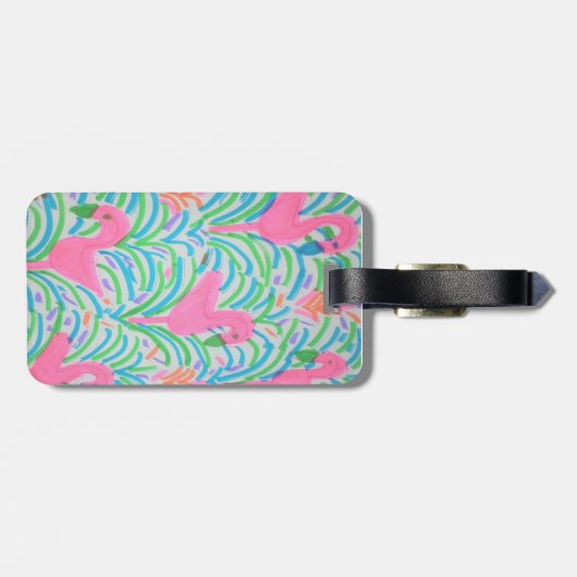 Flamingo Jungle Feest  Bagagelabel (Achterkant horizontaal)