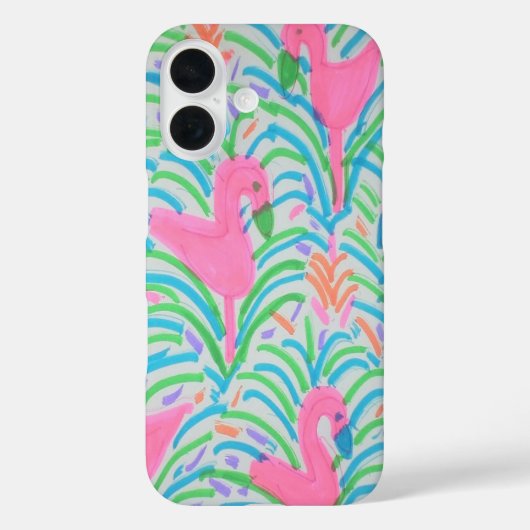 Flamingo Jungle Party iPhone Hoesje (Achterkant)